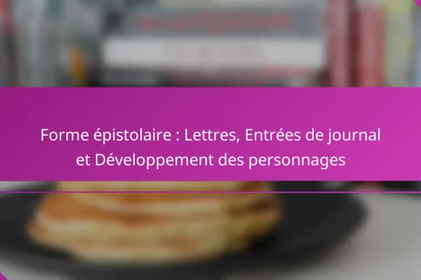 Forme épistolaire : Lettres, Entrées de journal et Développement des personnages