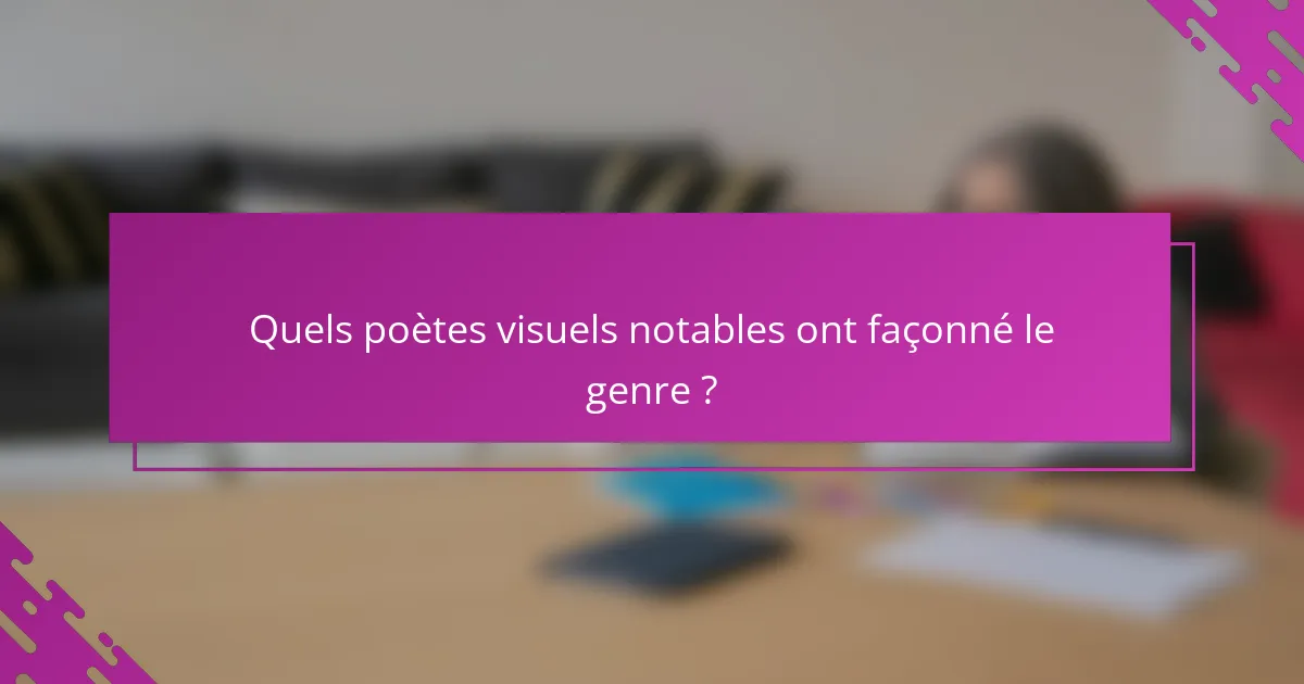Quels poètes visuels notables ont façonné le genre ?